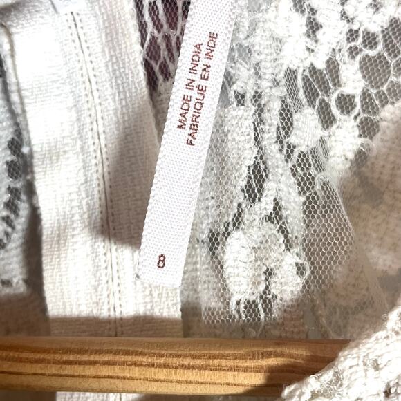 Free People Boho Lace Cream Whimsy Shift Dress Size 8 - Picture 7 of 9